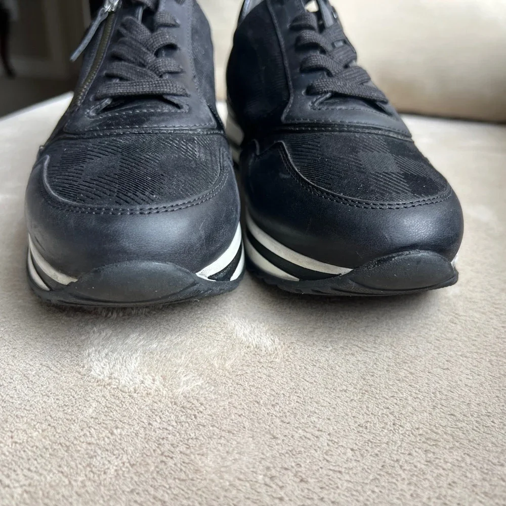 Gabor Comfort OptiFit Women 6.5 H US 9 Black‎ Leather Fashion Sneakers Side Zip